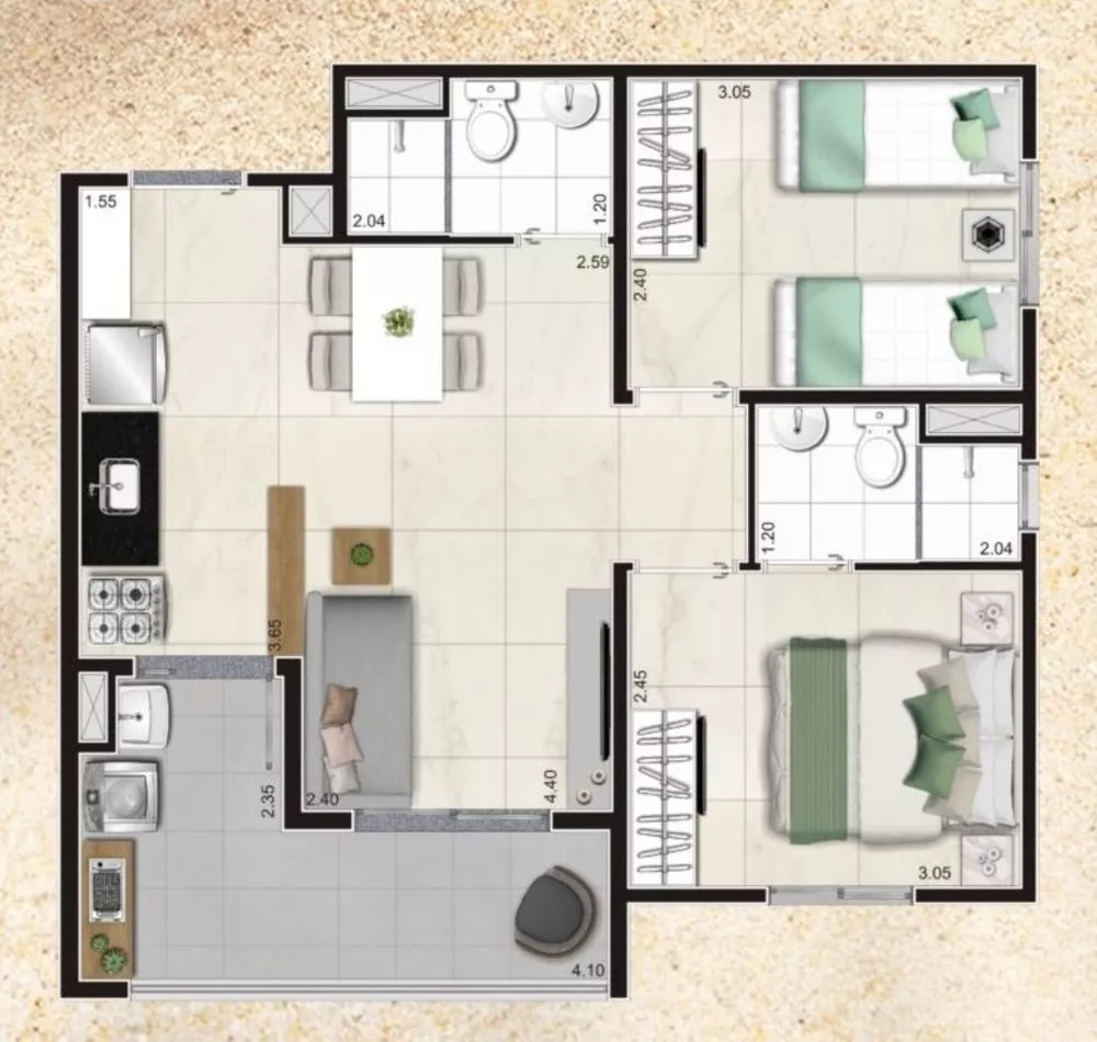 Apartamento, 2 quartos, 42 m² - Foto 3