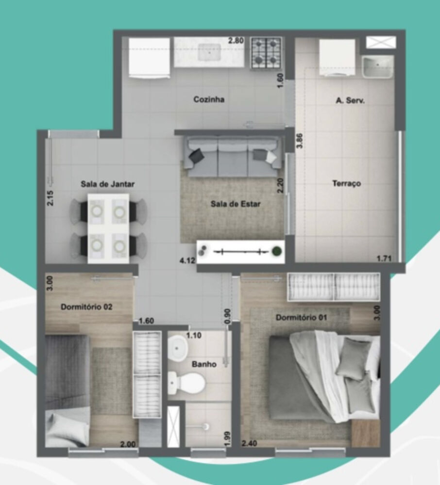 Apartamento, 2 quartos, 43 m² - Foto 1