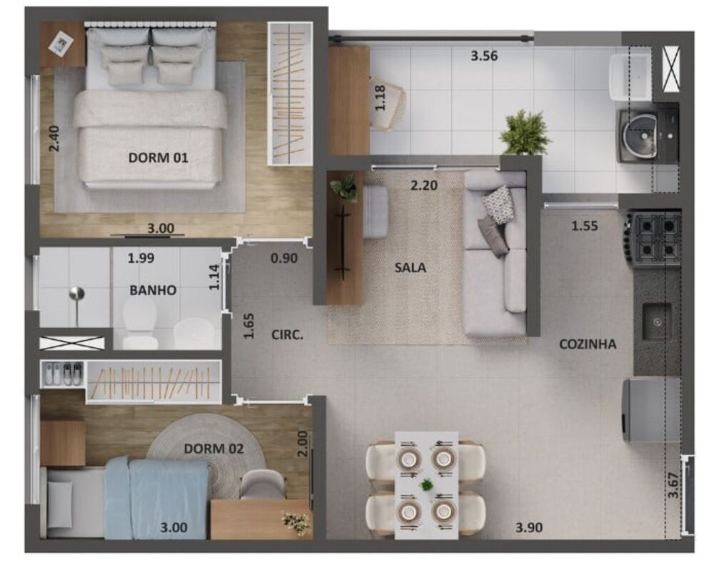 Apartamento, 2 quartos, 42 m² - Foto 14