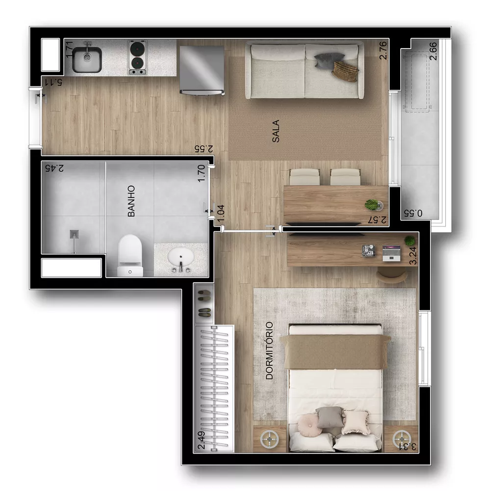 Apartamento, 1 quarto, 31 m² - Foto 12