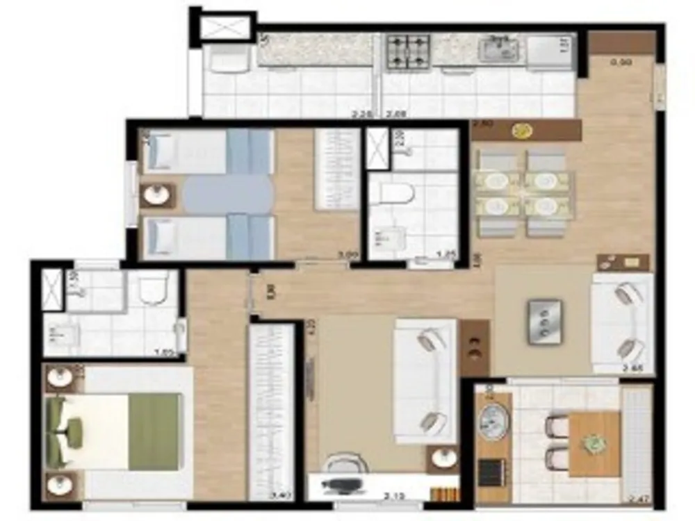 Apartamento, 3 quartos, 67 m² - Foto 2
