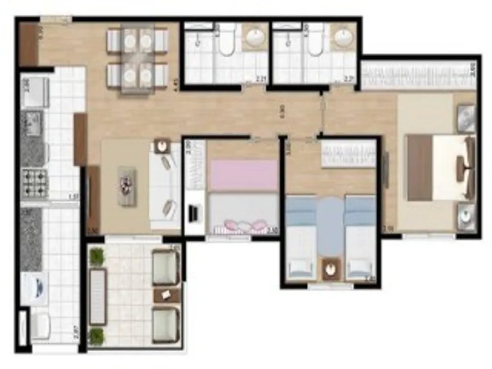 Apartamento, 3 quartos, 67 m² - Foto 3