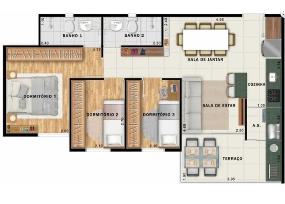 Apartamento, 3 quartos, 64 m² - Foto 4