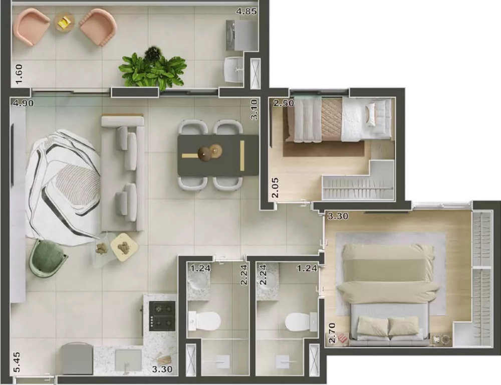 Apartamento, 2 quartos, 52 m² - Foto 7