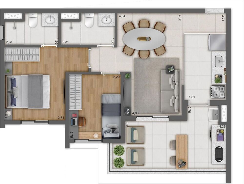 Apartamento, 3 quartos, 69 m² - Foto 9
