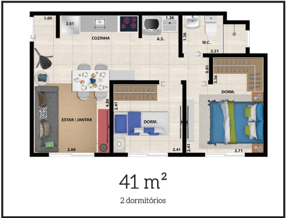 Apartamento, 2 quartos, 40 m² - Foto 5