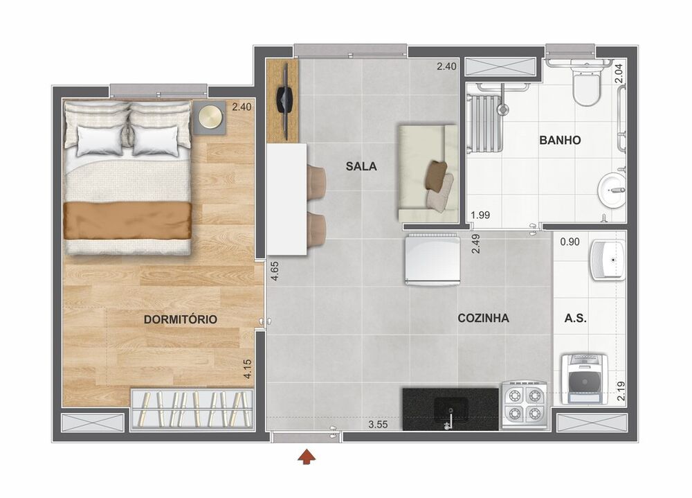 Apartamento, 2 quartos, 34 m² - Foto 8