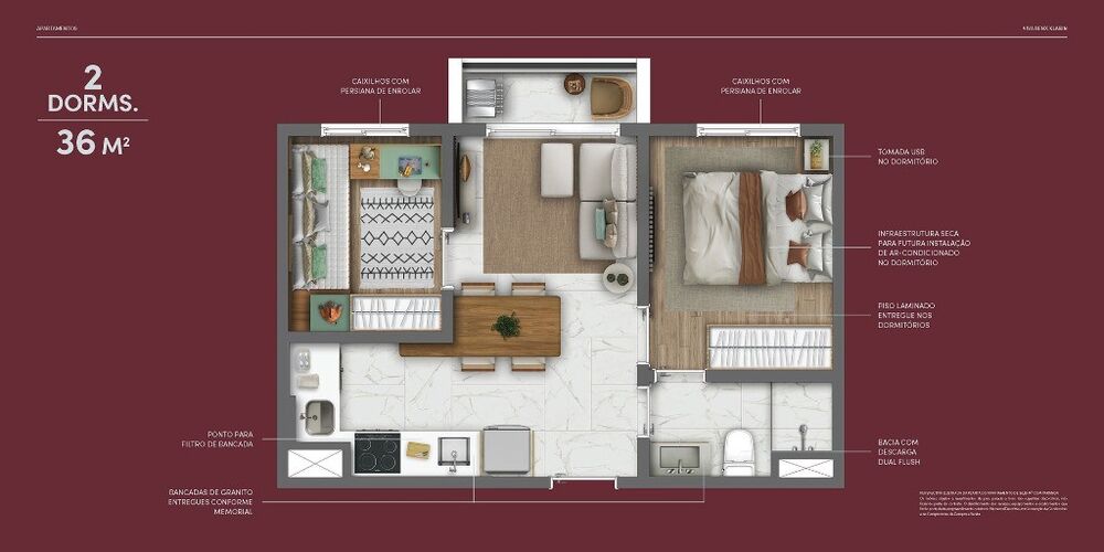 Apartamento, 2 quartos, 36 m² - Foto 2