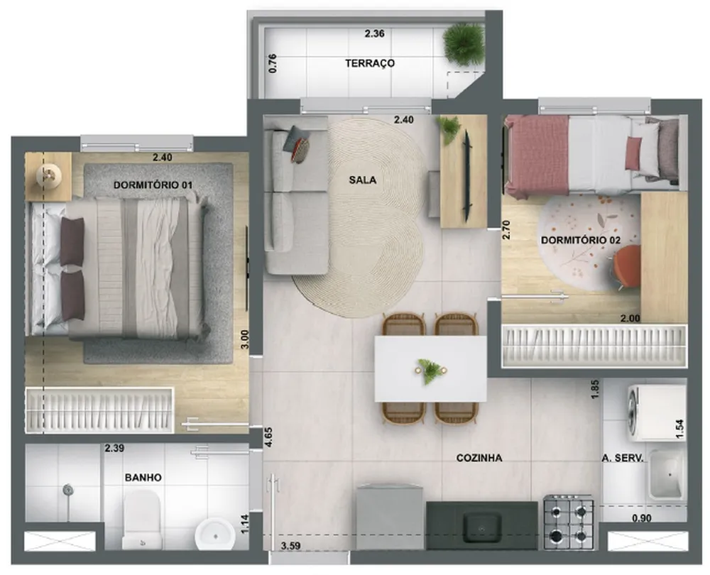 Apartamento, 2 quartos, 37 m² - Foto 8