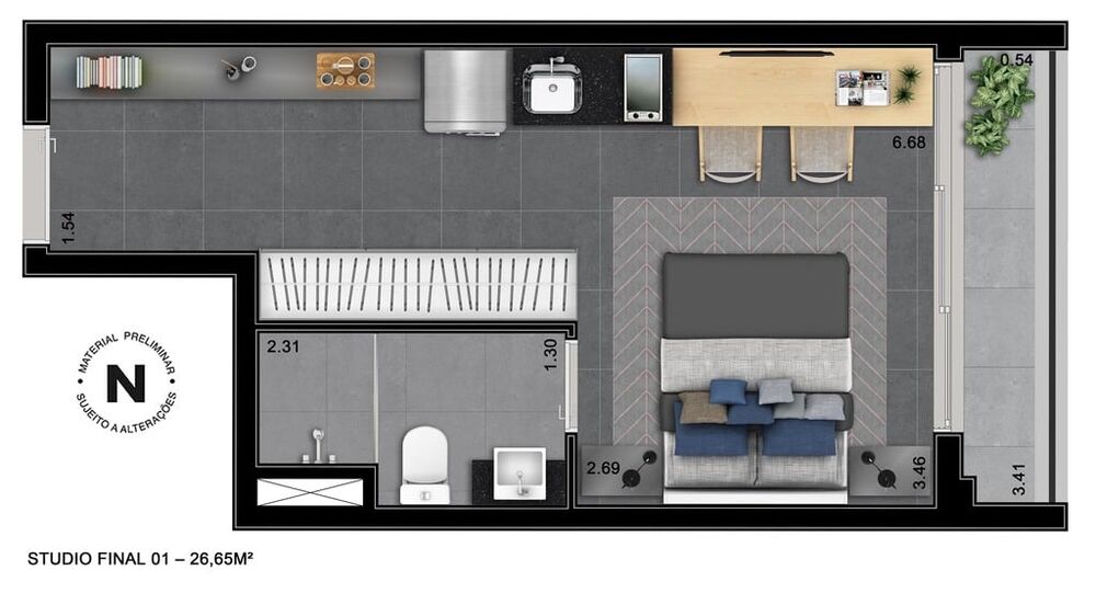 Apartamento, 1 quarto, 20 m² - Foto 7