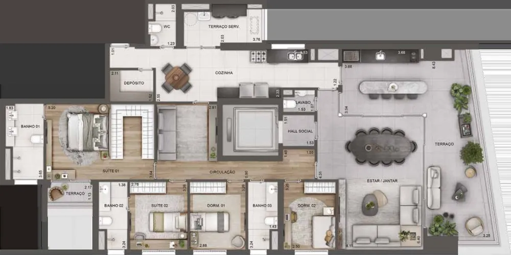 Apartamento, 3 quartos, 164 m² - Foto 2