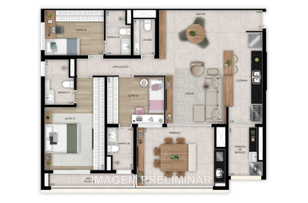 Apartamento, 3 quartos, 97 m² - Foto 3