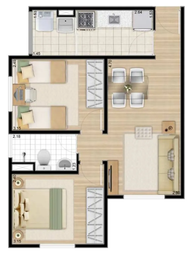 Apartamento, 3 quartos, 61 m² - Foto 6