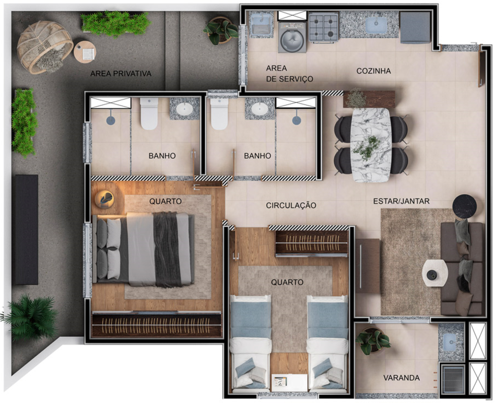 Apartamento, 2 quartos, 55 m² - Foto 2