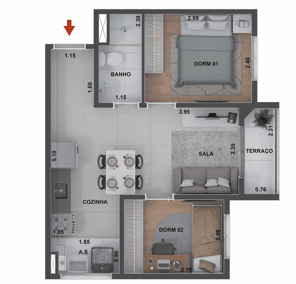 Apartamento, 2 quartos, 38 m² - Foto 8