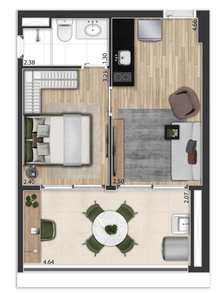 Apartamento, 1 quarto, 26 m² - Foto 2