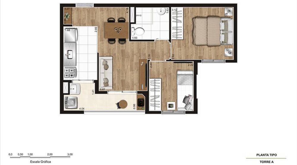 Apartamento, 2 quartos, 41 m² - Foto 3