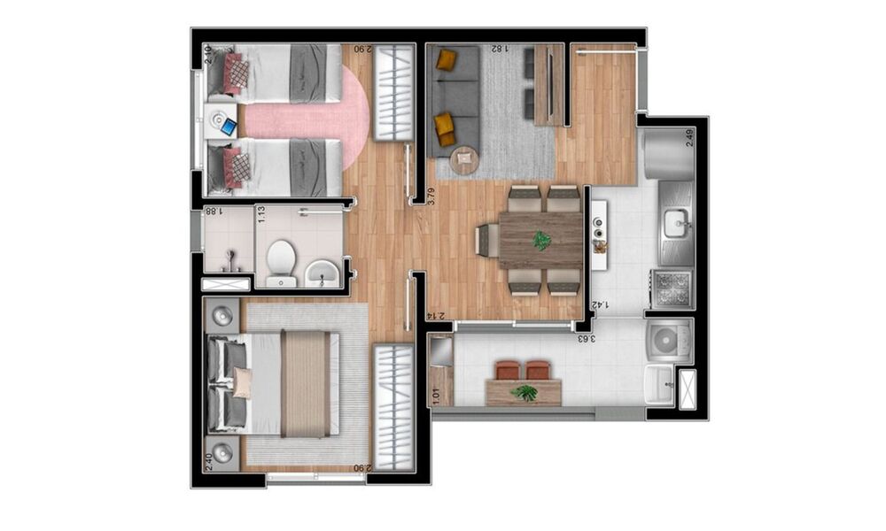 Apartamento, 2 quartos, 34 m² - Foto 3