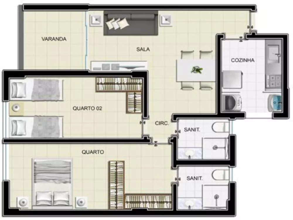 Apartamento à venda com 3 quartos, 80m² - Foto 2