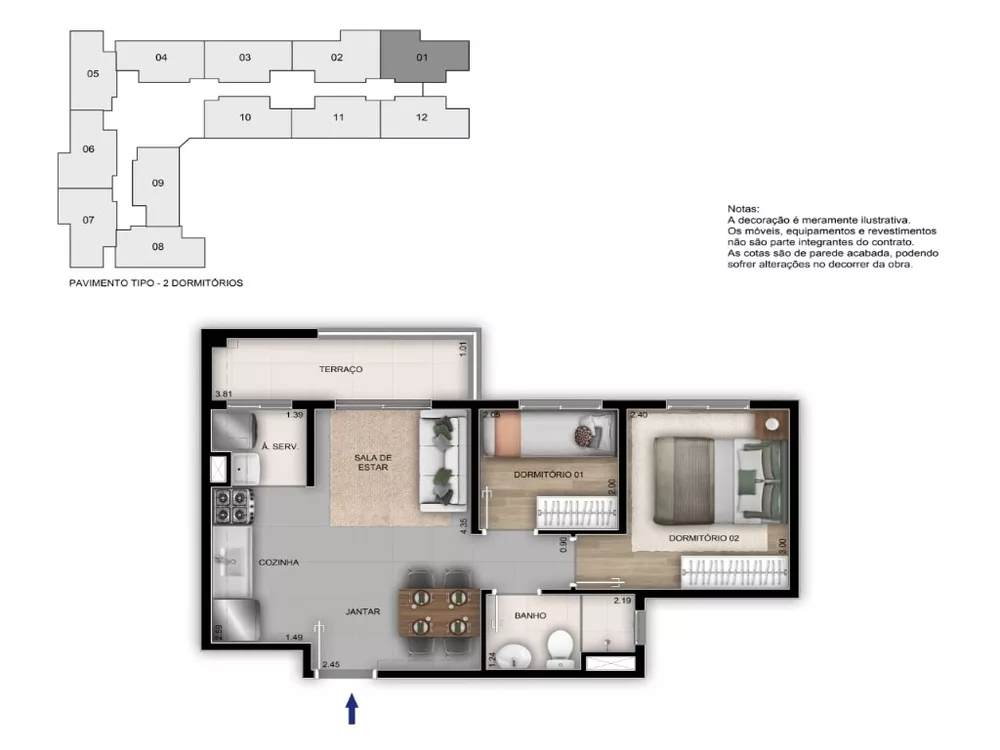 Apartamento, 2 quartos, 47 m² - Foto 2