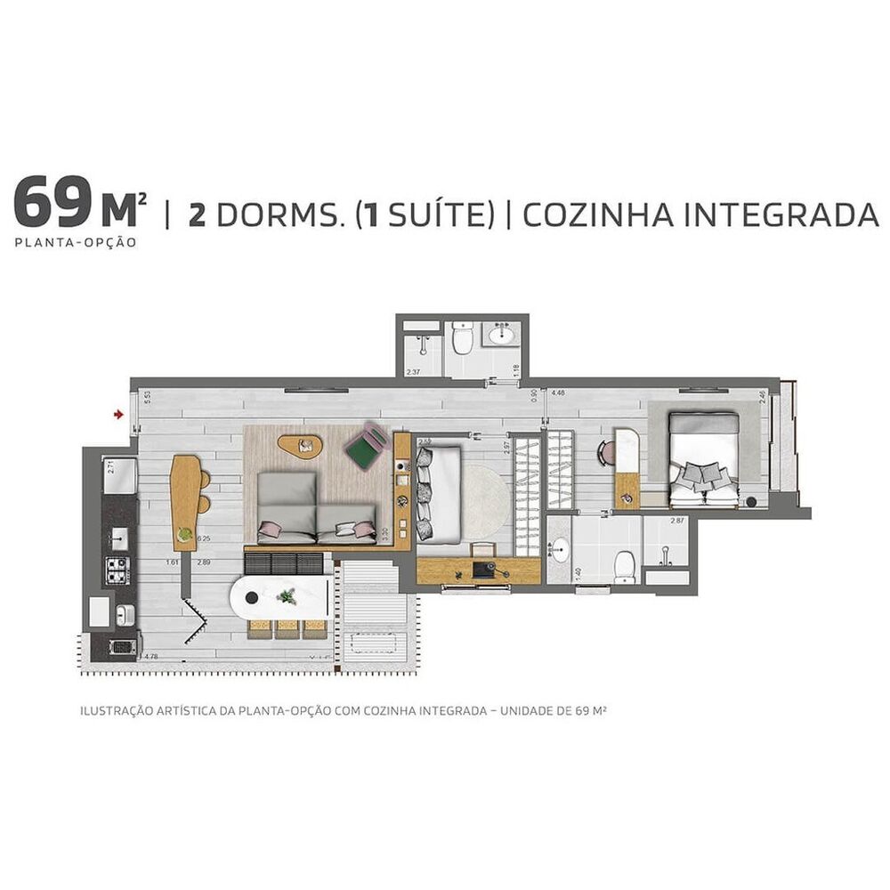 Apartamento, 2 quartos, 68 m² - Foto 1