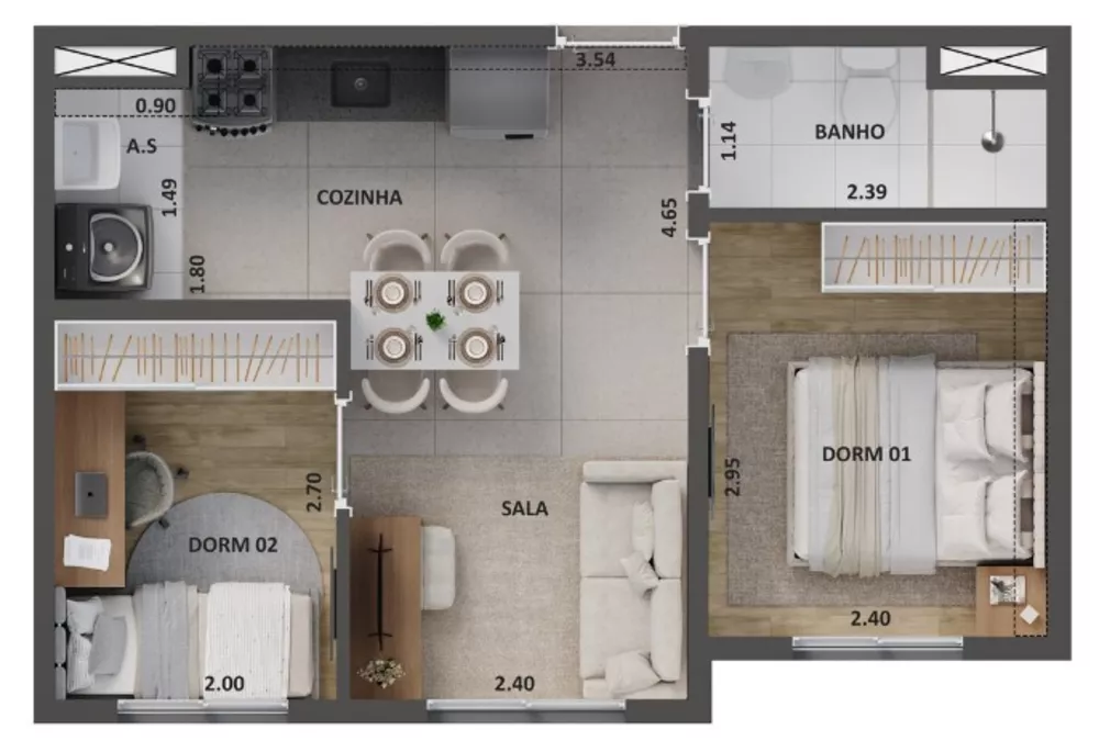 Apartamento, 2 quartos, 45 m² - Foto 5