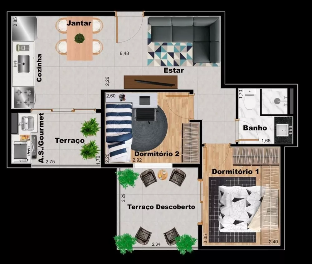 Apartamento, 3 quartos, 54 m² - Foto 1
