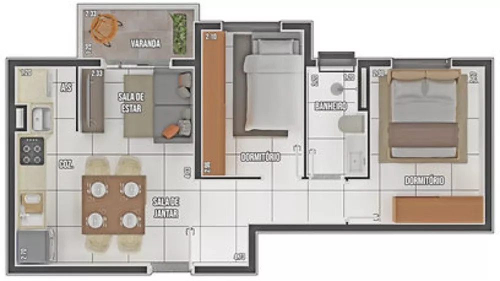 Apartamento à venda com 2 quartos, 42m² - Foto 3