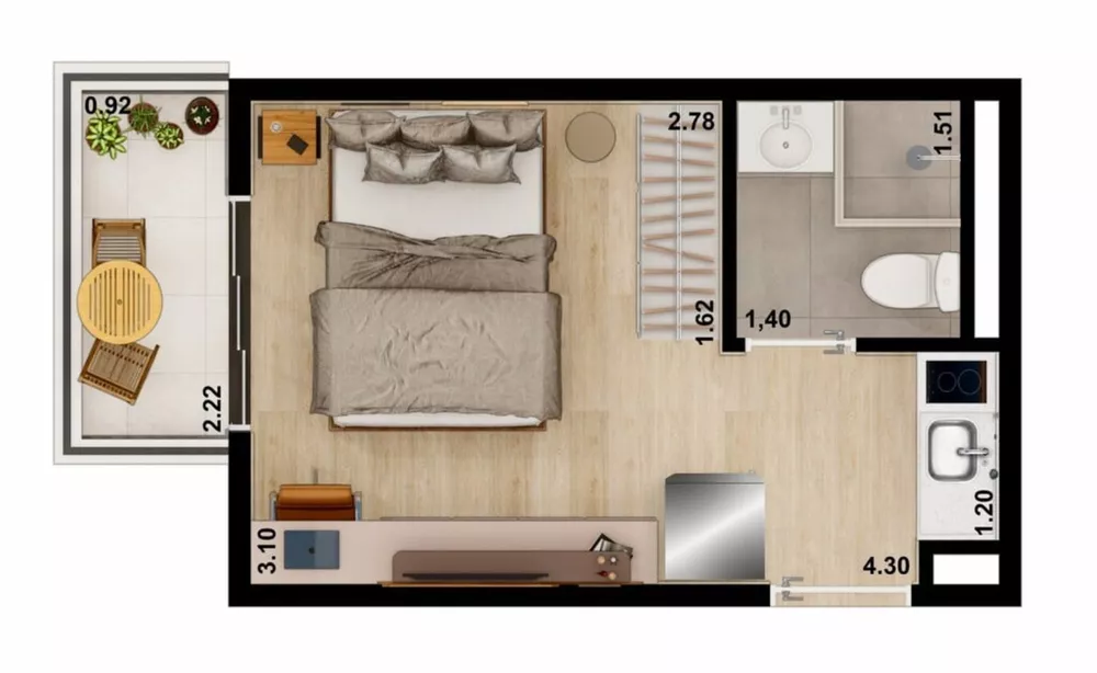 Apartamento, 1 quarto, 27 m² - Foto 9