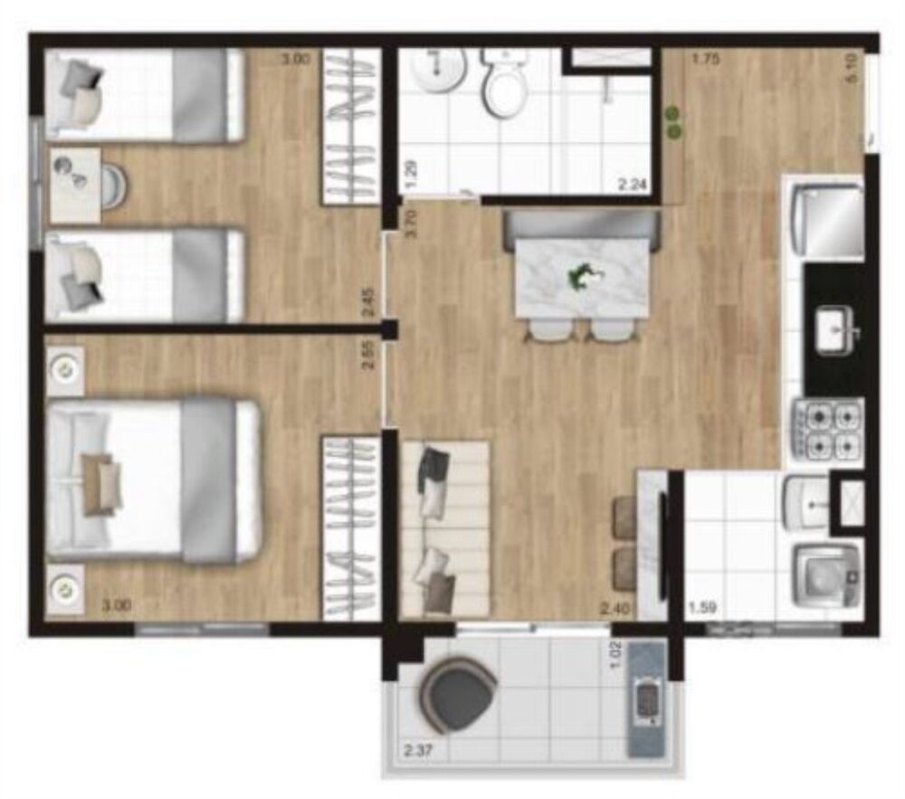 Apartamento, 2 quartos, 44 m² - Foto 19