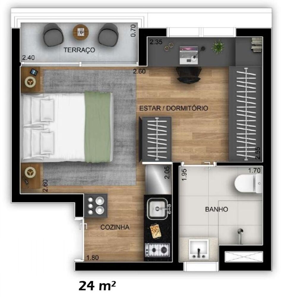 Apartamento, 1 quarto, 24 m² - Foto 9