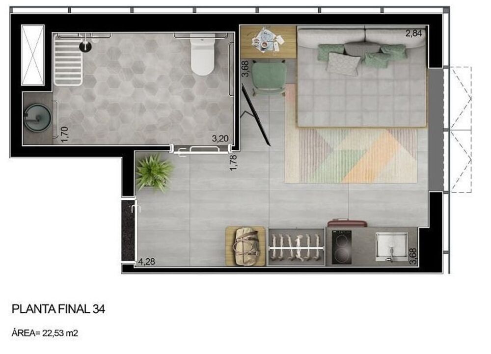 Apartamento, 1 quarto, 33 m² - Foto 4