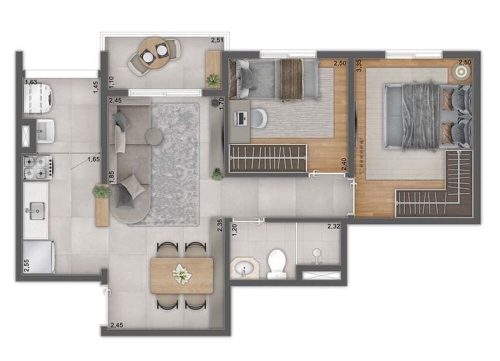 Apartamento, 3 quartos, 60 m² - Foto 2