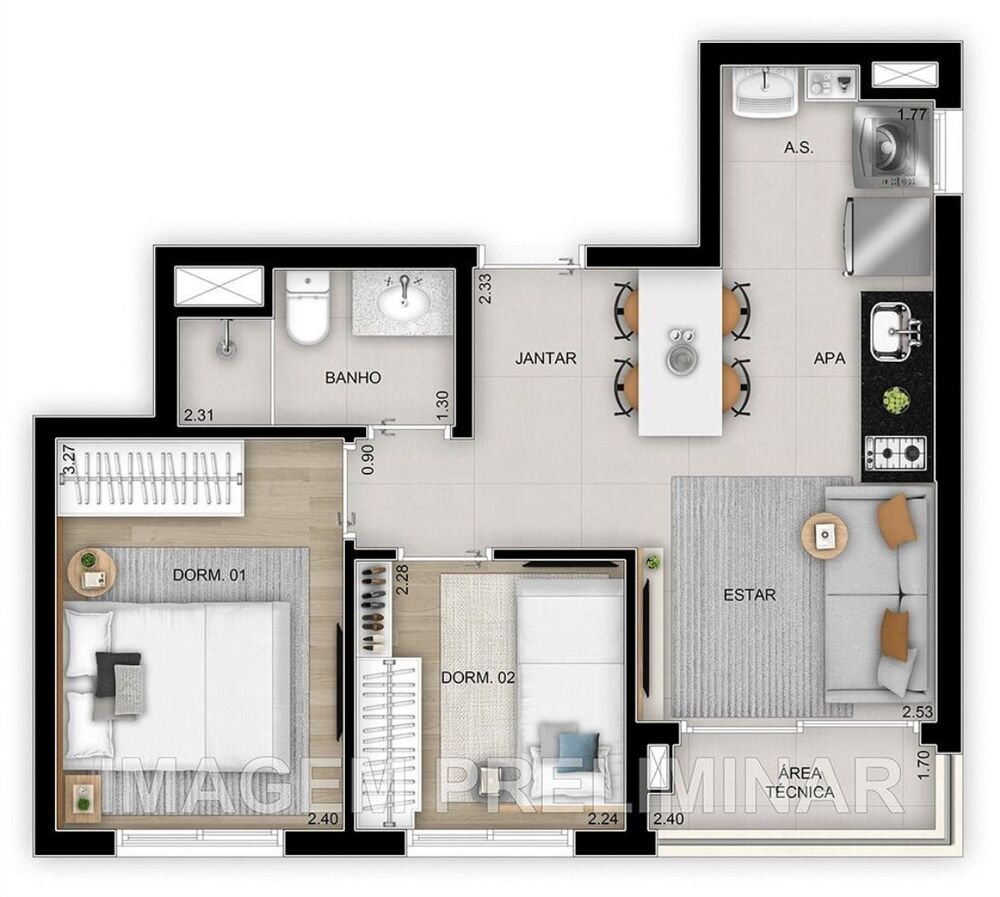 Apartamento, 2 quartos, 28 m² - Foto 6