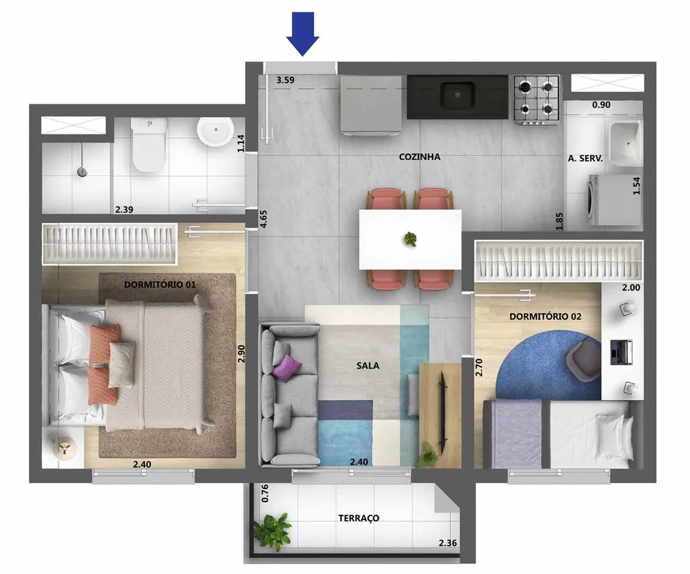 Apartamento, 2 quartos, 34 m² - Foto 5