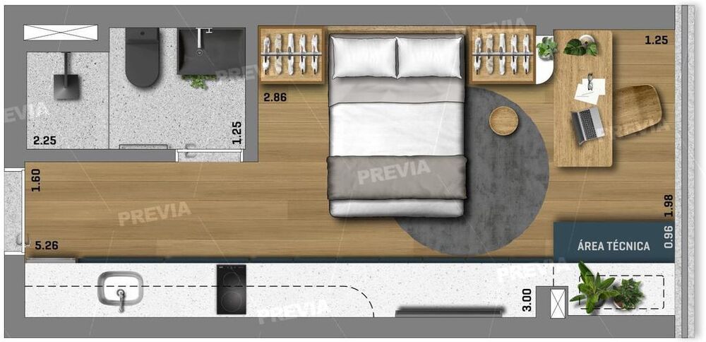 Apartamento, 1 quarto, 23 m² - Foto 1