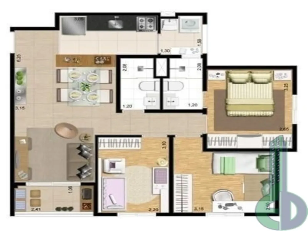 Apartamento, 3 quartos, 66 m² - Foto 2