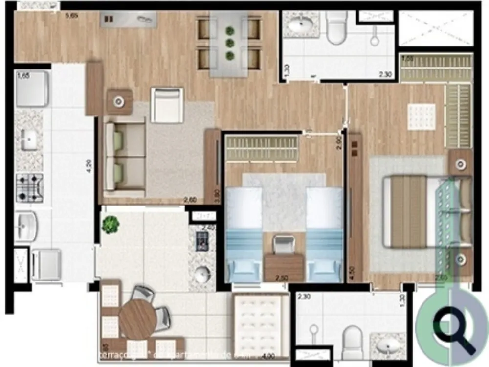 Apartamento, 2 quartos, 65 m² - Foto 2