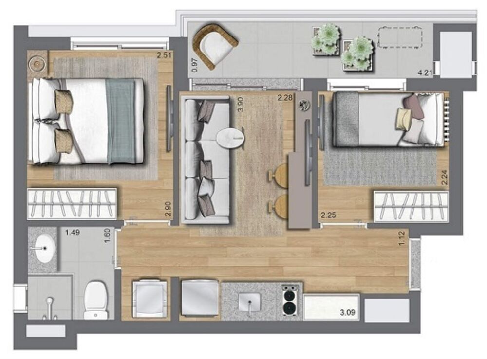 Apartamento, 2 quartos, 37 m² - Foto 11