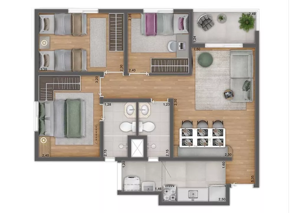 Apartamento, 3 quartos, 59 m² - Foto 10