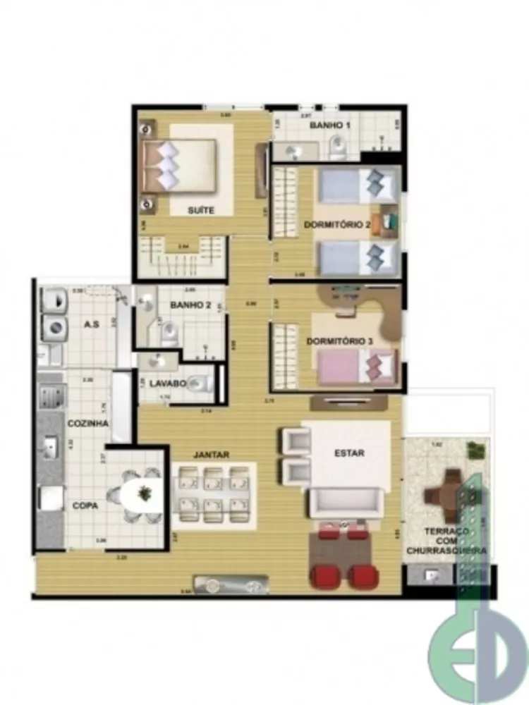 Apartamento à venda com 3 quartos, 100m² - Foto 2