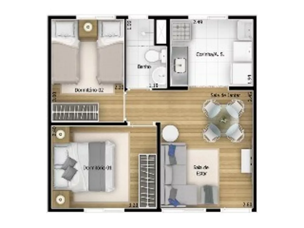 Apartamento à venda com 2 quartos, 38m² - Foto 2