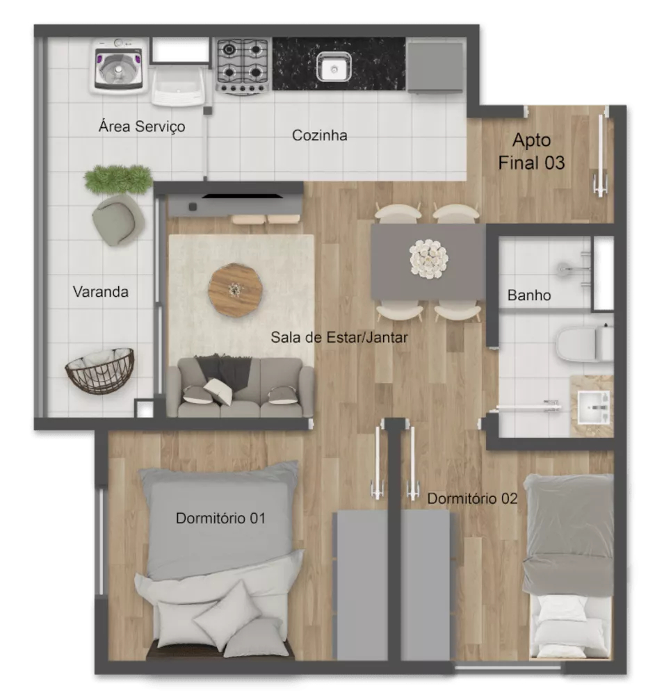 Apartamento, 2 quartos, 37 m² - Foto 3