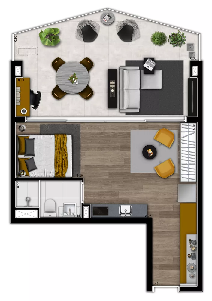 Cobertura, 1 quarto, 61 m² - Foto 5