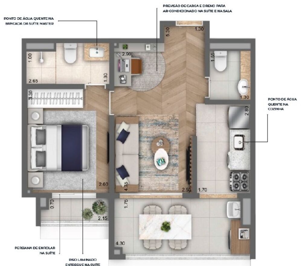 Apartamento, 1 quarto, 48 m² - Foto 3