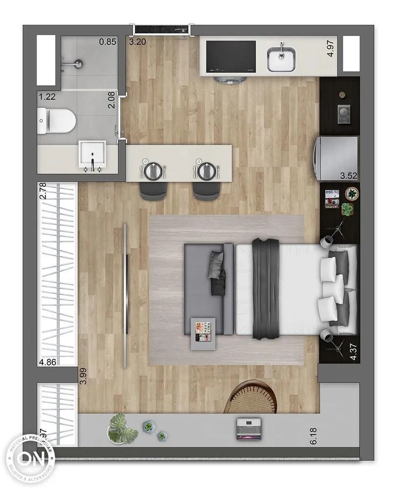 Apartamento, 1 quarto, 33 m² - Foto 12
