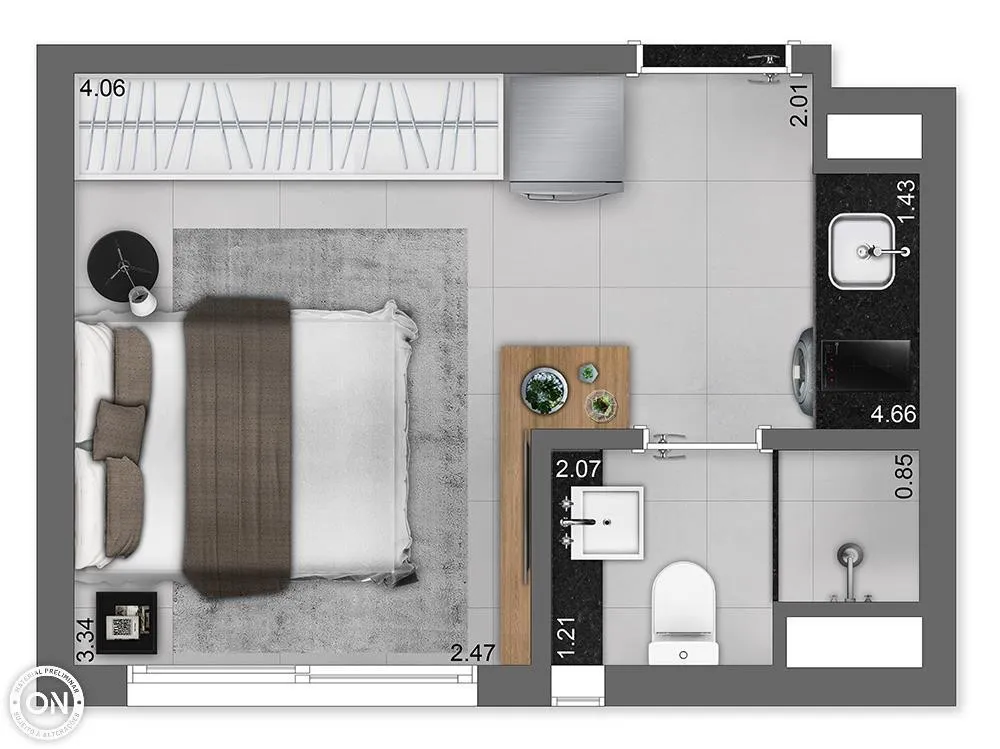 Apartamento, 1 quarto, 56 m² - Foto 9