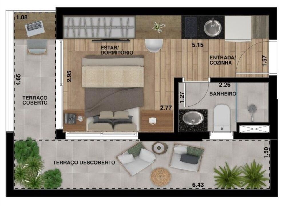 Apartamento, 1 quarto, 26 m² - Foto 12