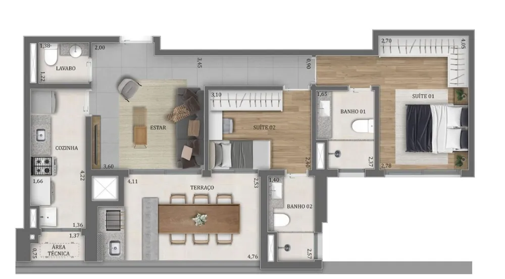 Apartamento, 2 quartos, 80 m² - Foto 2