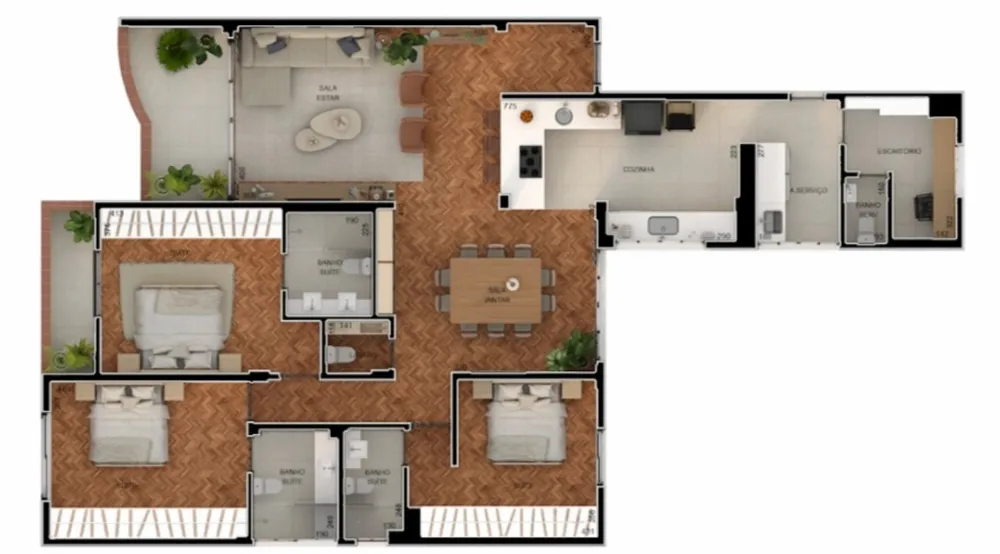 Apartamento, 3 quartos, 180 m² - Foto 1